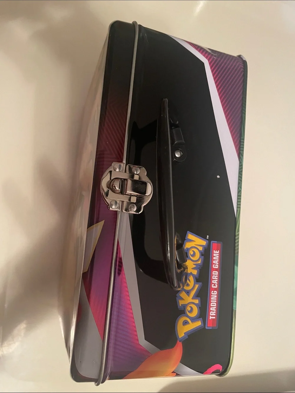 Pikachu & Charizard Small tin gaming card holder or lunch box